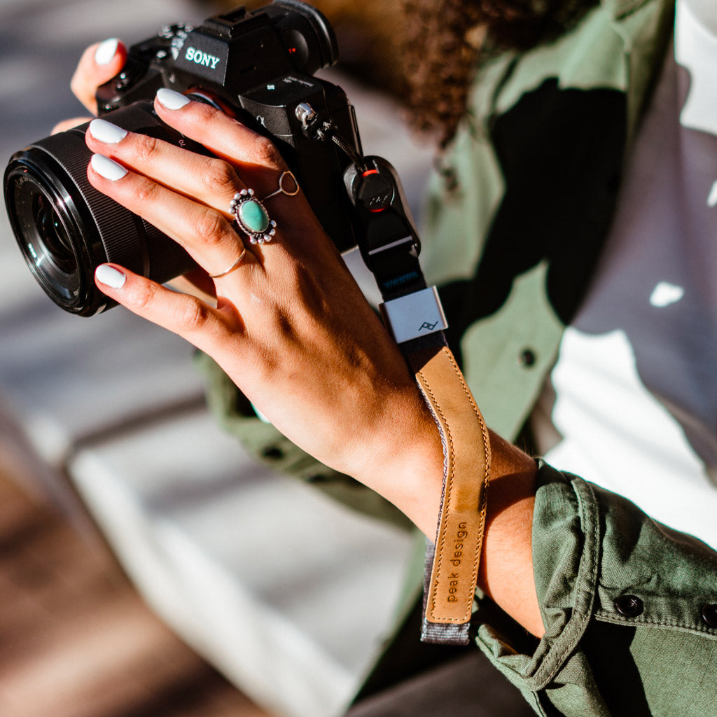 (image), Anne wearing her ash cuff with her camera, CF-AS-3, ash