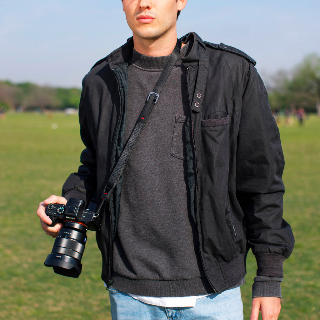 (image), Alvin carrying his camera with the black leash as sling carry,   L-BL-3, black