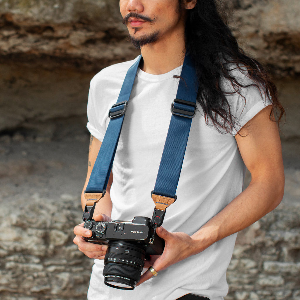 (image), Alvin wearing his midnight slide with camera as neck carry, SL-MN-3, midnight