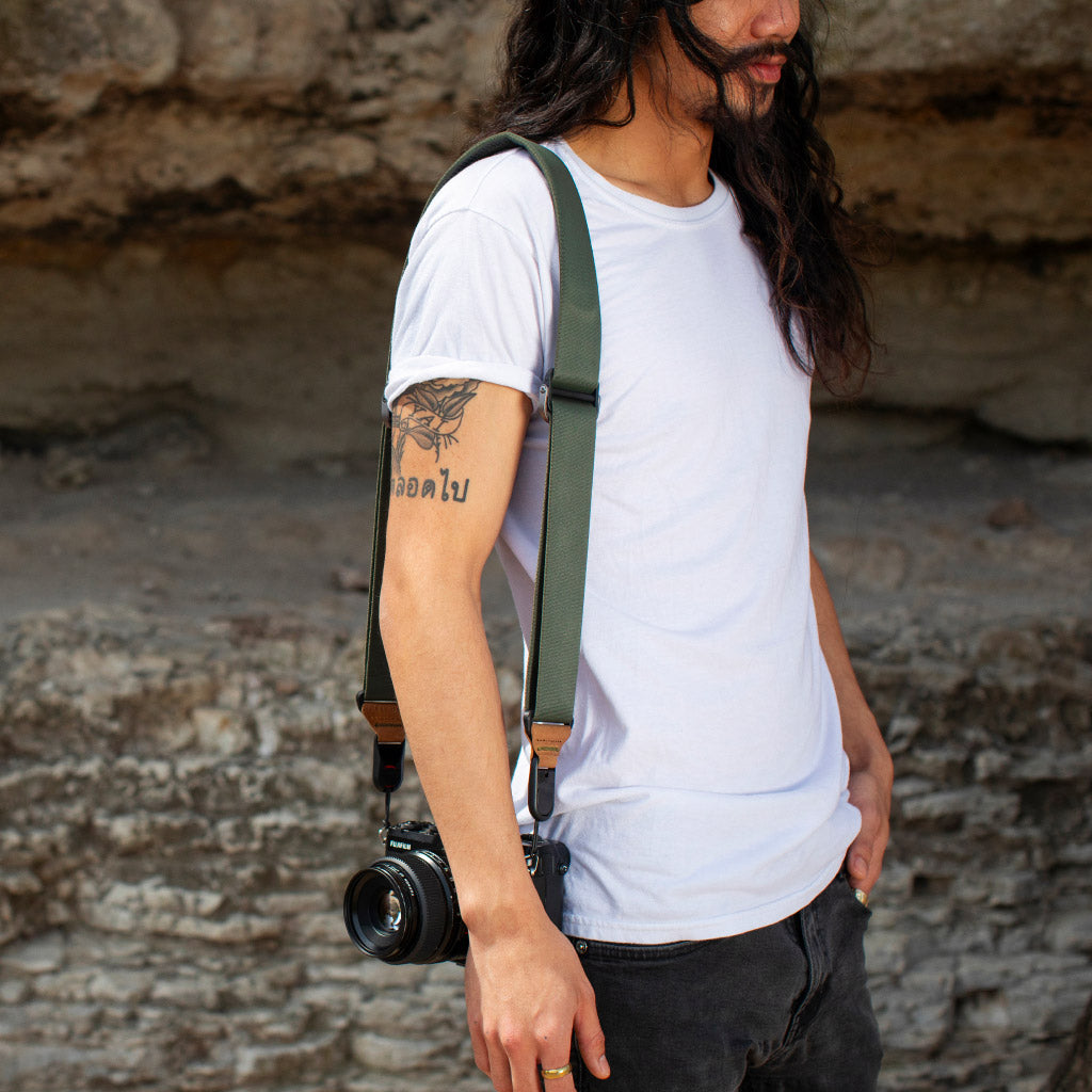 (image), Alvin wearing his sage slide as shoulder carry, SL-SG-3, sage