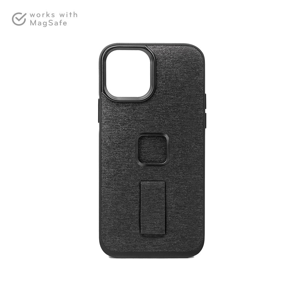 (image), A black Everyday case for iPhone 13 and 13 Pro with magnetic lock for mounting and finger loop, M-LC-AQ-CH-1, M-LC-AR-CH-1