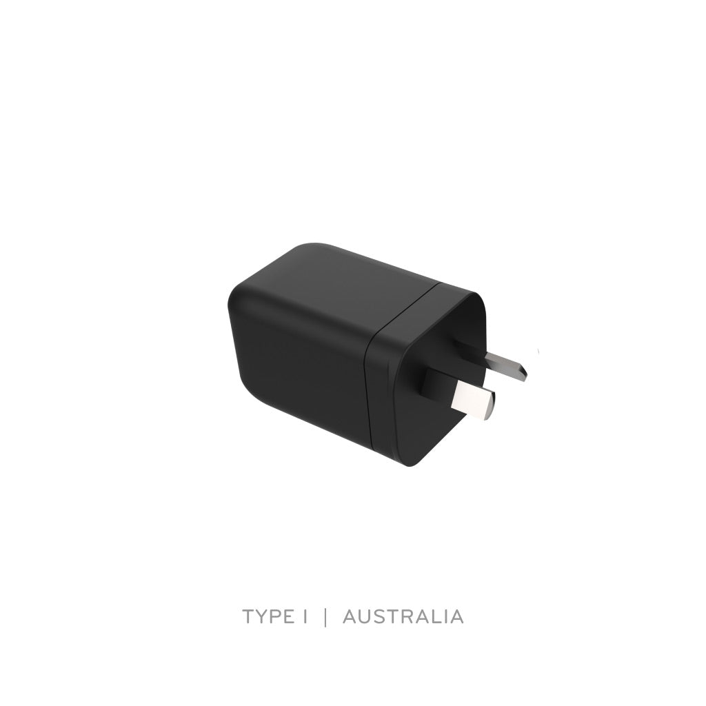 (image), Side view of a Type I USB C black wall power adapter, M-WPA-AN-1