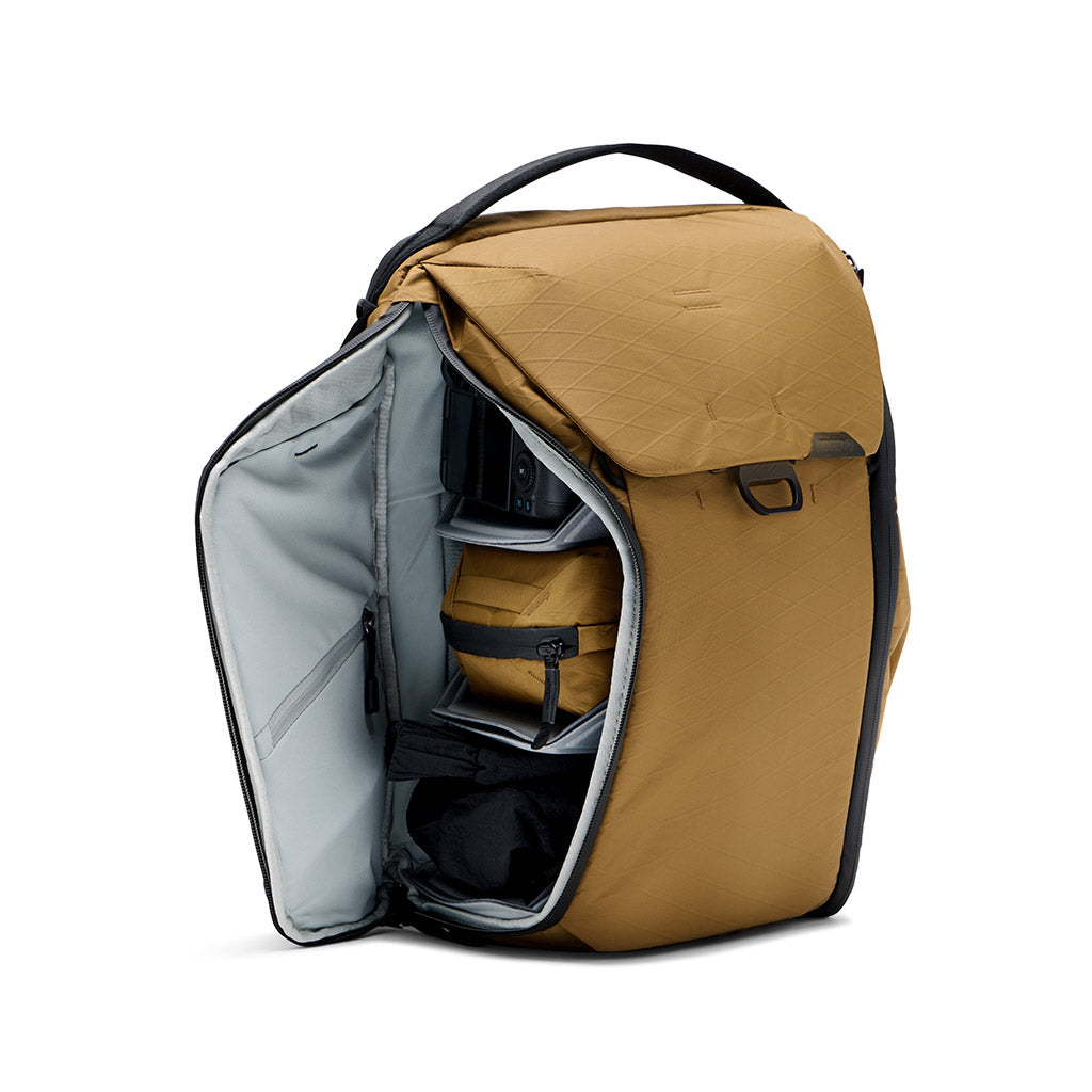 (image), Camera fits nicely inside 20 Liters Everyday Backpack separated by dividers, BEDB-20-CY-3, coyote