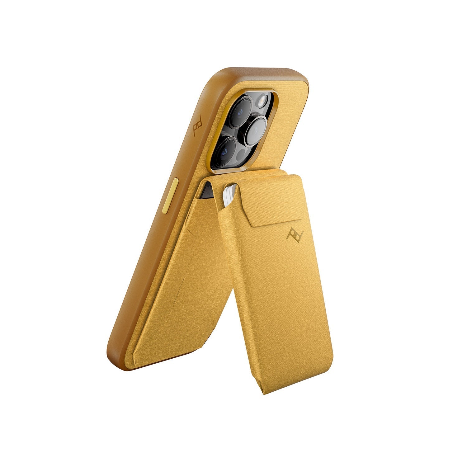 (image), An iPhone with Everyday Case attached with a stand wallet, M-WA-AB-SN-1, sun