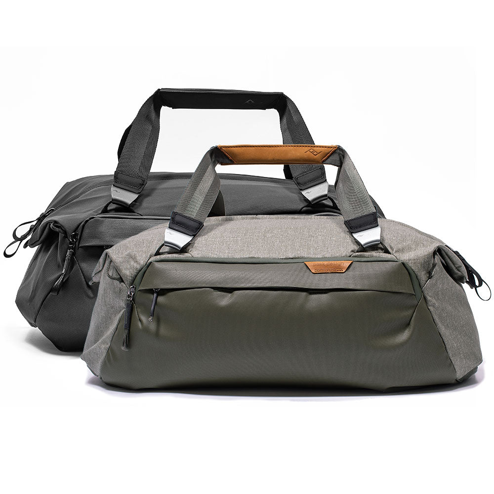 no-show, hero image of the sage and black 35L duffel bag