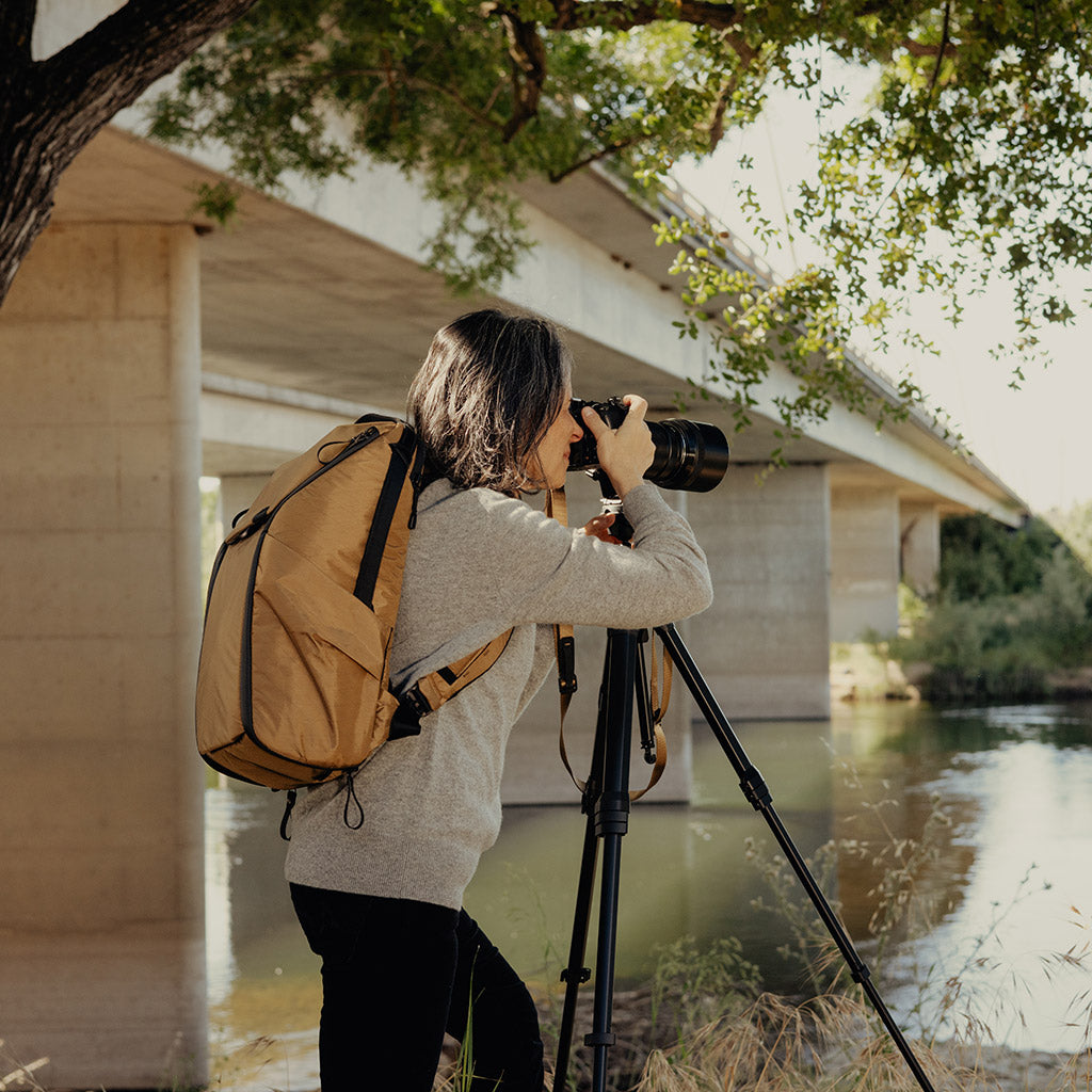 (image), Ann wearing the Coyote 20 Liters Everyday Backpack, BEDB-20-CY-3, coyote