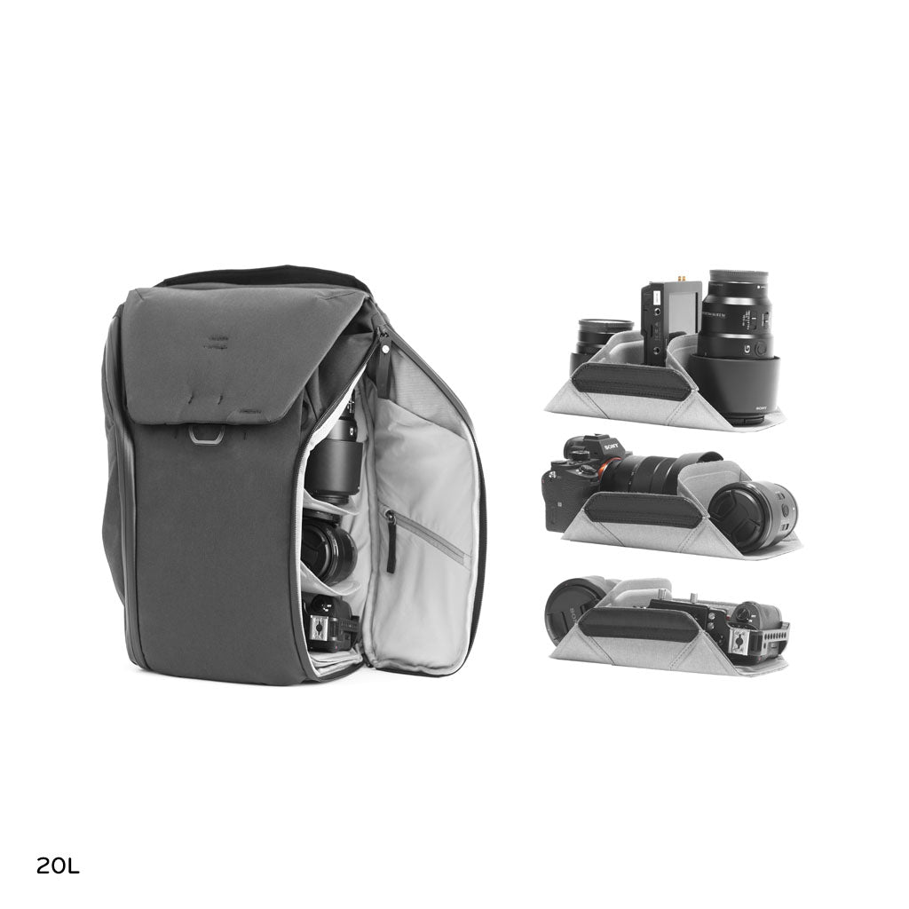 (image), Camera and lenses fits nicely on 20 liters everyday backpack with dividers,  BEDB-20-BK-2, black