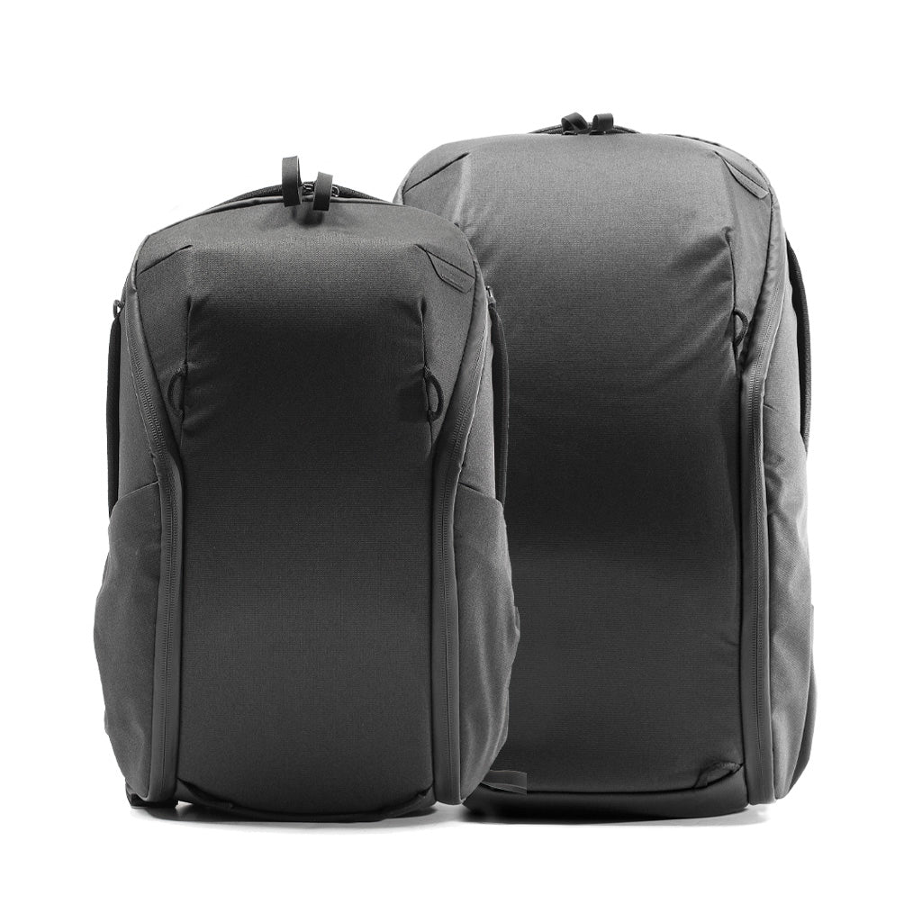 15L and 20L black backpack zip