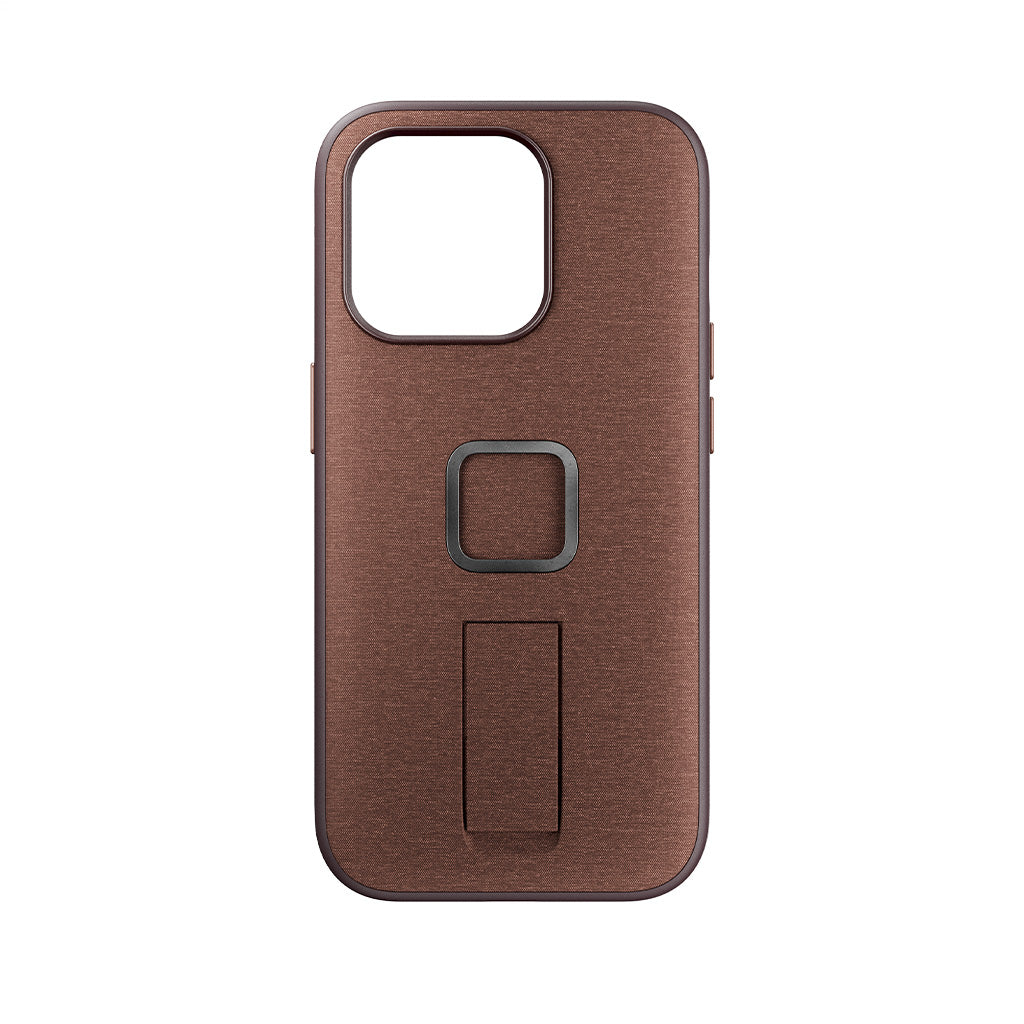 (image), A redwood colored Everyday case for iPhone 15 Pro with magnetic lock and finger loop, M-LC-BK-RD-1