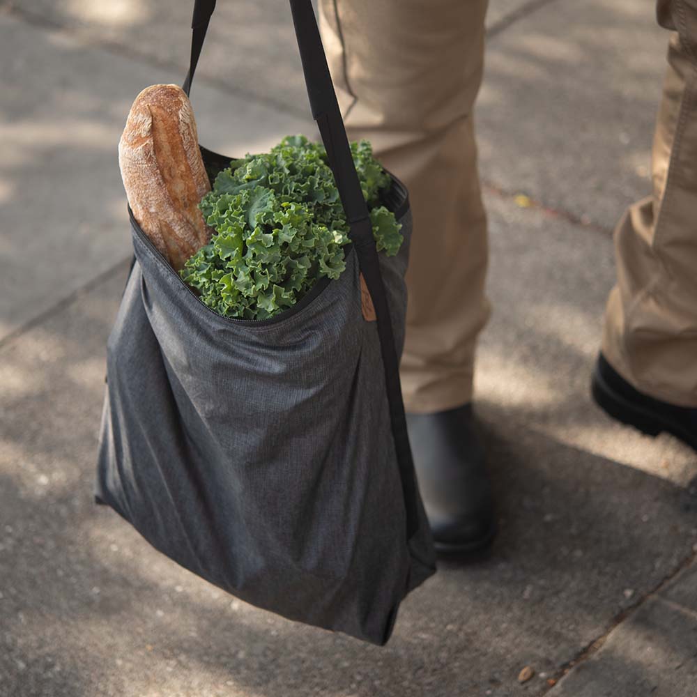 (image), Packable Tote with Groceries, BPT-CH-1, charcoal