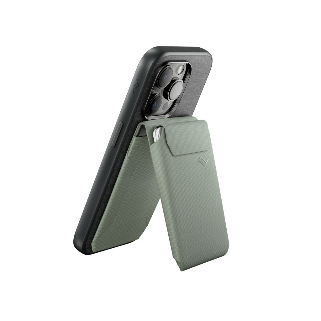 (image), An iPhone with Everyday Case attached with an sage stand wallet, M-WA-AB-SG-2, sage