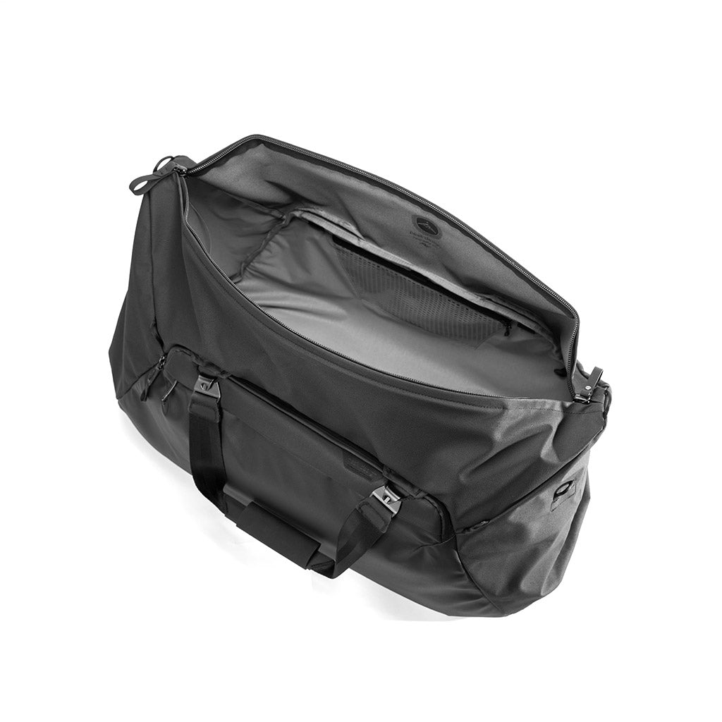 (image), top zip opening of the black 65L duffel bag, BTRD-65-BK-1, black