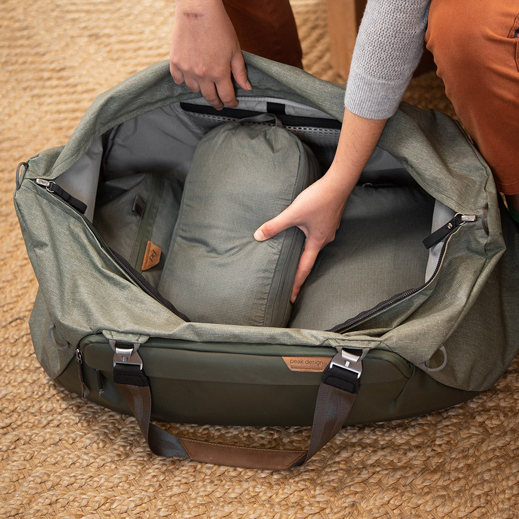 (image), packing tools inside the sage 65L duffel bag, BTRD-65-SG-1,