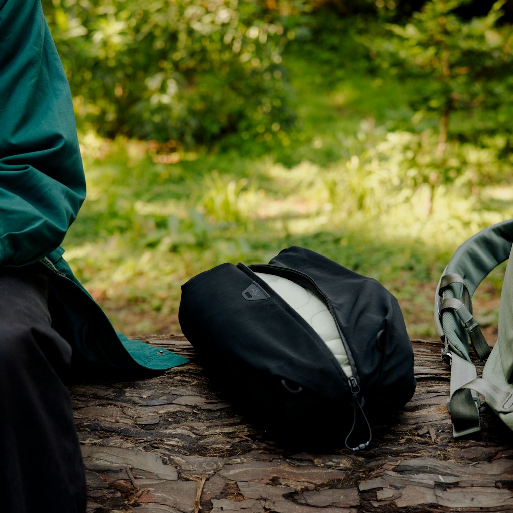 (image), Open view of black ultralight packing cube inside a bag, BUP-BK-XXS-1, BUP-BK-XS-1, BUP-BK-S-1